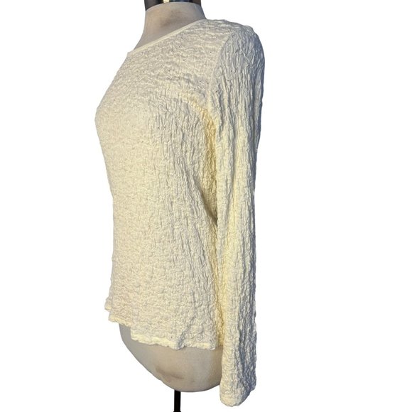 J Jill Blouse L Cream Long sleeve Round Neck Stretch Pull Over - Picture 2 of 14